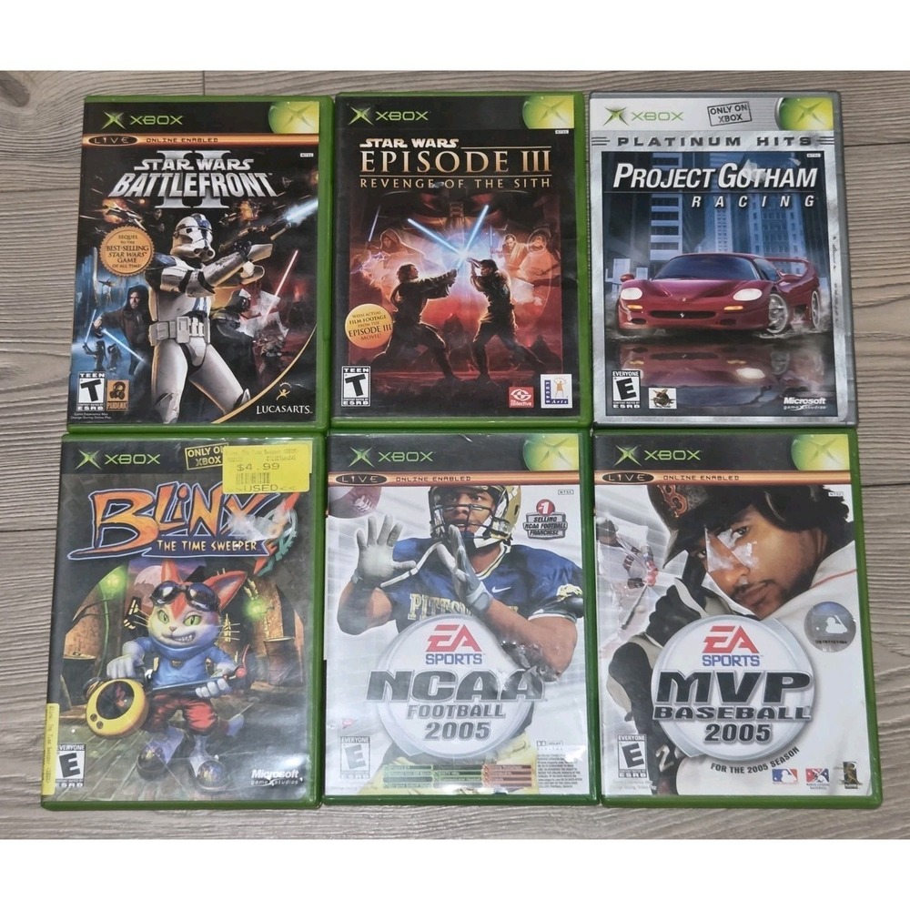 Xbox Game Bundle Lot Of 6 Star Wars Blinx Project Gothem /w Manuals Live Cards